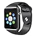 Smart Watch, Sazooy Bluetooth Touchscreen Smart Wrist Watch Smartwatch Phone Fitness Tracker with SIM SD Card Slot Camera Pedometer Compatible iOS iPhone Android Samsung for Women Kids Men (Black)