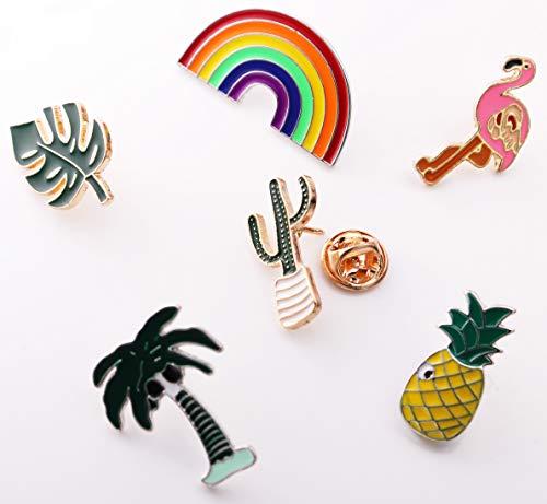 Enamel Pin Sets Cute Pins Funny Animal Lapel Pin Brooch Pin for Backpack (Rainbow Cactus Set of 6) - Thumbnail 5