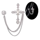 S&E Men's Vintage Floral Cross Chain Lapel Stick Wedding Suit Tuxedo Corsage Brooch Pin
