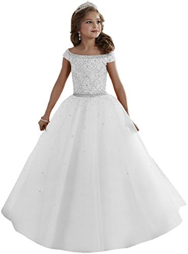 Baoji Girls' Bateau Crystal Floor Length Pageant Gowns
