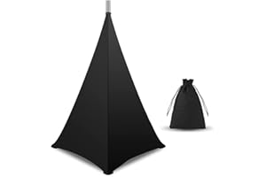 KUIOPYY Speaker Stand Cover, DJ Speaker Stand Tripod Scrim Skirt with Carry Bag, 360 Degree Black Cover for Wedding, Stage Gi