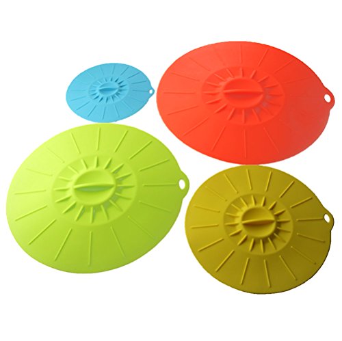Kuke Bright Colors Silicone Suction Lids Food Covers Bowl Covers for Microwaves,Pots, Pans, Mugs and Containers (Blue-S)