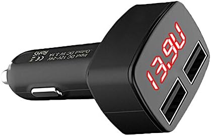 Prime Autobots 4 in 1 Dual USB Car Charger, Voltage Digital Panel Meter Volt Voltmeter Monitor for Auto Car Truck, with LED Display (Red)