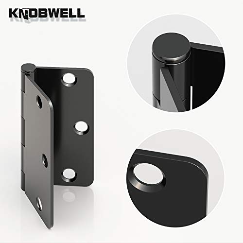KNOBWELL 24 Pack of Matte Black Door Hinges 3.5 Inch X 3.5 Inch