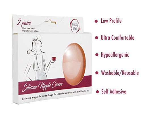 Nipple Cover Breast Petals - 2 Pairs Women's Reusable Silicone Nippleless Pasties by Classy Wino
