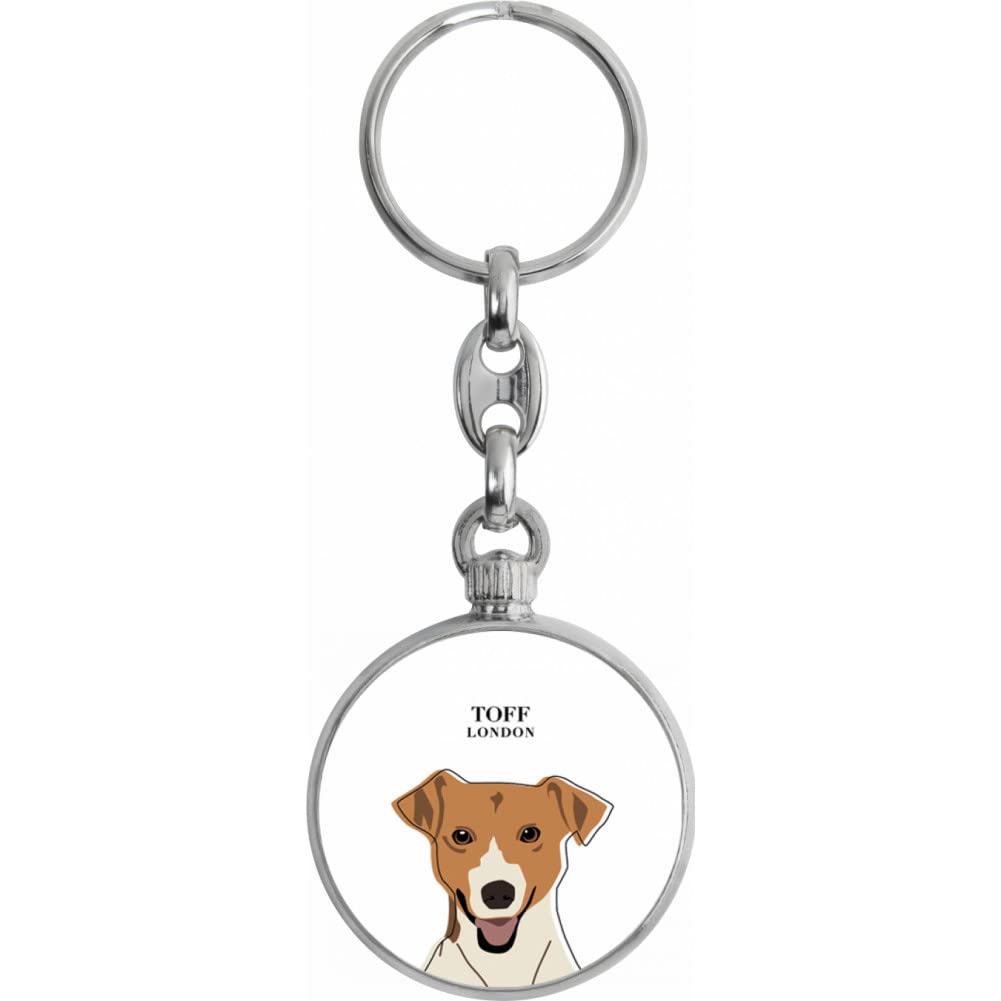 Toff London Beige Jack Russell Terrier Dog Head Keyring