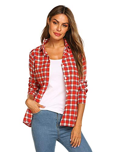 Zeagoo Women's Button Down Shirts Long Sleeve Polka Dot Blouse Top