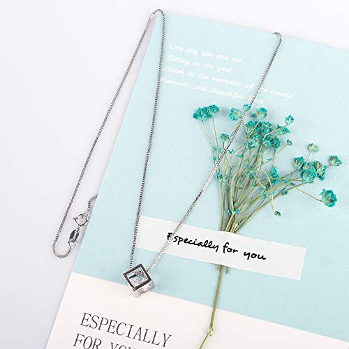 DOMEI Sterling Silver Pendant Necklaces for Women Girls, Jewelry for Mom Girlfriend Wife Friends with Sparkling Round Cubic Zirconia (Magic Cube)