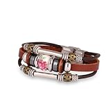 Fashion Plaza Women Girls Ceramics Bead Flower Engraved Triple Leather Bracelet L97