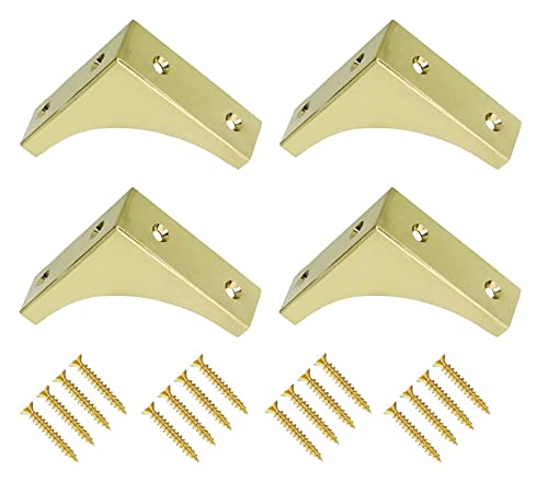 TERF® Traditional Vintage Polished Brass Chest Corner Bracket 50mm (2 inch) Heavy Duty Repair Angle Brace with Fixing Screw for Chest Box Cupboard Desk Drawer Cabinet Table and Multi Use - Pack of 4