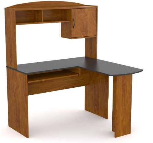 Ameriwood L-Shaped Desk with Hutch, Black Alder