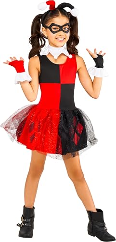DC Super Villain Collection Harley Quinn Girl's Costume with Tutu Dress