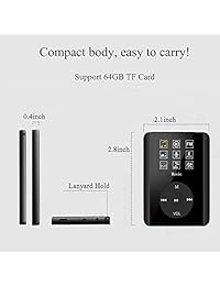 Reproductor de MP3, Dyzeryk, reproductor de música MP3 HiFi, reproductor digital portátil de 8 GB con radio FM, grabadora de voz, visor de fotos, lectura de texto, reproducción de 80 horas, soporta hasta 64 GB