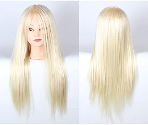 CAMMITEVER 20inch Golden Hair Hair Mannequin Head Practice With Stand Woman Mannequin Head Hairstyling Cosmetology Display Wig For Girls