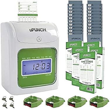 uPunchUb1000 Electronic Non-Calculating Time Clock Bundle, LCD Display, Beige/Green