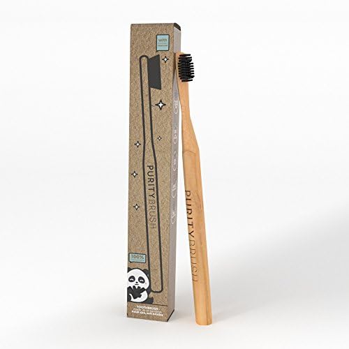 PURITY BRUSH - Binchotan Charcoal infused Biodegradable BAMBOO Toothbrush - 100% natural, plant based, BPA free, in recycled packaging. Kids Size