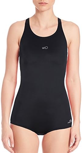AUGA Women Conservative Athletic Training Racerback Shaping Body One Piece Swimsuit Swimwear Bathing Suit Black,XS