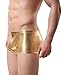 TESOON Mens Imitation Leather Underwear Sexy Boxer Briefs, Golden, Medium