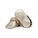 Freshly Picked - Soft Sole Leather Moccasins - Newborn Baby Girl Boy Shoes - Size 0 Platinum