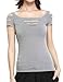 Off Shoulder Tops for Women Ripped TShirts Cut Out Blouses Short Sleeve Tees