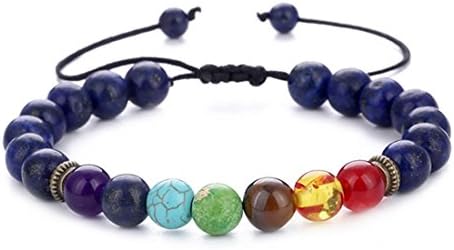 CLIDOU 8mm Lava Rock Gemstone Bracelet Chakras Natural Stones Yoga Reiki Prayer Bracelet Adjustable