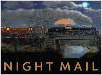 ART/ARTWORK - Licensed Collectibles, Vintage, Antique And Original Designs - LOVELY TRAIN THEMED HOME / OFFICE DECOR [354222252] - TRAIN "Night Mail Train" [lovely image and stylish design] - Artwork/Sign Is Paint On Metal [MSOMS]