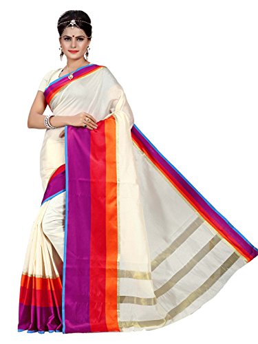 Shonaya Women's Printed Banarasi Art SIlk Cream Designer Saree With Unstitched Blouse Piece