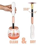 TailaiMei Makeup Brush Cleaner, Auto Electric Makeup Brushes Cleaning to Clean and Dry Makeup Brushes in 360 Rotation with 8 Rubber Collars in Seconds