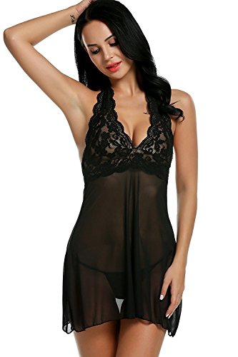 Avidlove Negligee Damen Nachtwäsche Nachtkleid Nachthemd Spitze Lingerie Dessous Reizwäsche Set Sleepwear Kleid – Bild 4