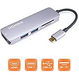 USB C HUB Adapter - Type C Hub with 4K HDMI, 5 in 1 Combo Hub with 2 USB 3.0 Ports, TF&amp;SD Card Reader, Aluminum USB C Adapter for MacBook Pro 2016/2017, Chromebook, Other Type-C Devices