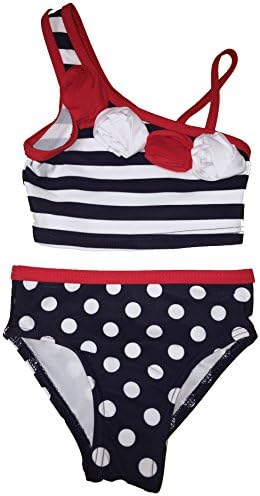 Baby Girls Navy &amp; White 2 pc Swimsuit by Flapdoodles Size: 12 Months