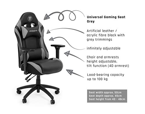 snakebyte Universal Gaming Seat, Racing Chair, Ideal for Long Gaming Sessions - Grey (PS4)