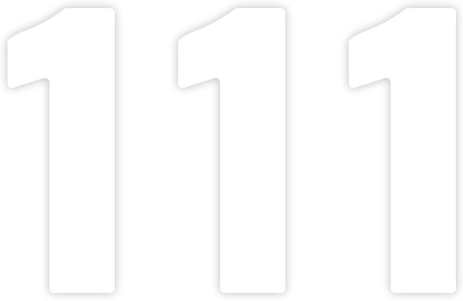 Sara Prints Pack of 3 White Bin Sticker Numbers 1 (17 cm) Waterproof