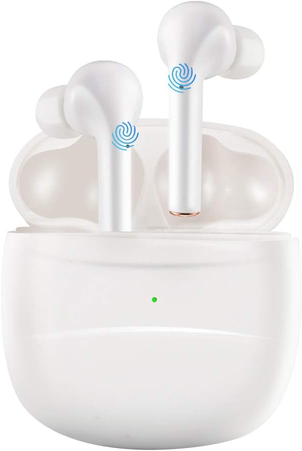 Wireless Earbuds, TWS Wireless Earbuds Running Bluetooth Earbuds Noise Cancelling for iPhone or Android with Microphone Bluetooth 5.0 Touch Control Hi-Fi Stereo Bass Sound IPX5 Waterproof