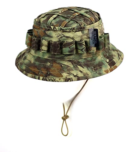 ZAPT Boonie Hat Military Camo Cap Hunter Sniper Ghillie Bucket Hats Adjustable Jungle Bush Hat, Mandrake, One Size