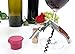 Waiters Corkscrew (4 in 1) by HeAndy –Bottle Opener with Foil Cutter, Wine Opener and Beer Opener Made from Stainless Steel with Elegant Rosewood Handle and 2 Extra Silicone Stoppers