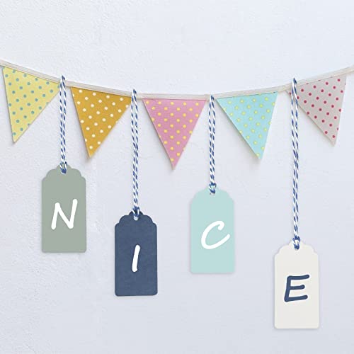 SallyFashion 200 PCS Colored Gift Tags, Hanging Tags with String, Paper Tags for Gifts Arts and Crafts Wedding Birthday Holiday