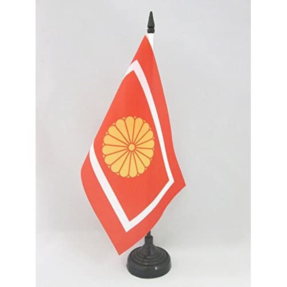 AZ FLAG Kotaishi Crown Prince of Japan Table Flag 5'' x 8'' - imperial Japanese Office Decoration 100% Polyester 21 x 14 cm - Mini Desk Flag with Pole and Black Plastic Base