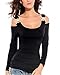ZANZEA Women's Sparkle Shiny Sequin Straps Long/Short Sleeve T Shirt Sexy V Neck Tunic Tops Cut Out Off Shoulder Slim Blouse