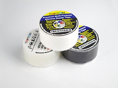 TOPTON Silicone Repair Tape Bonding Rescue Self Fusing Tape Waterproof 1in X 12ft ( (Black White Clear 1pc Each Assortment)