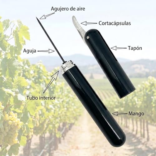 Professional Air Pressure Corkscrew with Integrated Foil Cutter | Wine Opener and Pen Type Bottle Opener | Elegant Bottle Opener for Wine Bar (Black Pack 1)