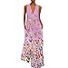 Summer Womens Long Dress 2020 New Beach Gown Sexy Deep V Neck Tank Top Loose Dress Boho Print by Mlide Hot Pinkthumb 1