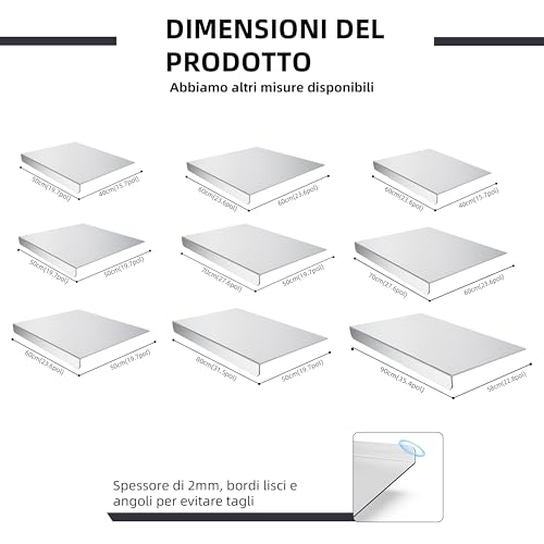Stainless Steel Chopping Board, Kitchen Worktop, Durable and Hygienic Worktop Extraspessor 2 mm, Kitchen Kneading Board for Bar for Restaurant (58 x 90 cm)