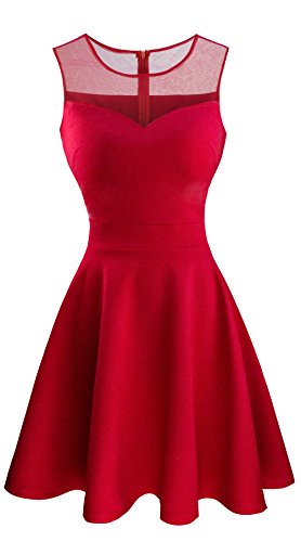 Heloise Women s A-Line Sleeveless Pleated Little Red Cocktail Party Dress (M, Red)