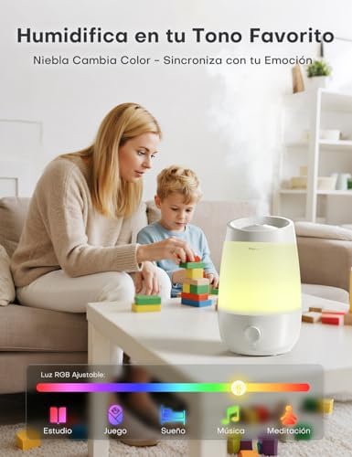Humidificador, humidificador de óleos essenciais de 2,5L, 250 ml/h, difusor de óleos essenciais de 25H, desligamento automático, 25 dB silencioso para bebés e plantas, branco