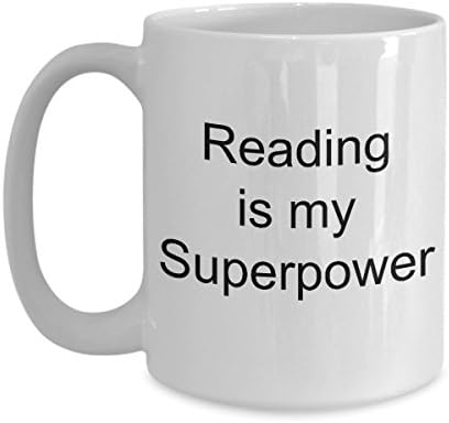 Reading is my superpower mug, coffee cup, book hoarder