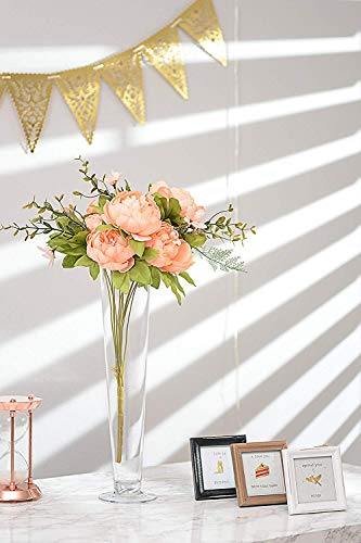 Evershine Clear Glass Pilsner Trumpet Vase,Opening D-4.5" Wedding Centerpiece, Set of 6 (6, 20)