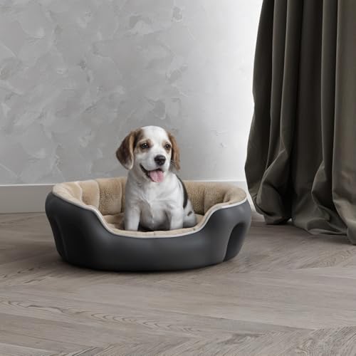 Italian Bed Linen Cuddle Kennel for Dogs and Cats, Cream, 48 x 42 x 16 cm