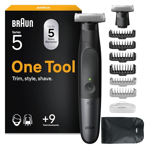 Braun Trimmer Series XT5, Kabelloser Rasierer Herren Elektrisch, XT5270, Grau - Barttrimmer Und Bodygroomer, Körperrasierer mit 45 Min. Akku, Wasserdicht, Inkl. 8 Extras Und Sensitiv Kammaufsatz