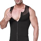 Tulucky Men's Slimming Body Shaper Tank Top Front Zipper Corset Vest